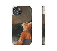 Andriez Orange Cat in Traditional Robe Under Full Moon - Matte Tough Case - Compatible with iPhone 15 Plus