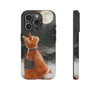 Andriez Orange Cat in Traditional Robe Under Full Moon - Matte Tough Case - Compatible with iPhone 15 Pro