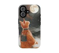 Andriez Orange Cat in Traditional Robe Under Full Moon - Matte Tough Case - Compatible with iPhone 16
