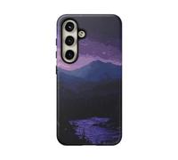 Andriez Pixel Art Pacific Northwest Night Landscape - Matte Tough Case - Compatible with Galaxy S24 Purple