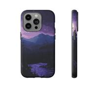 Andriez Pixel Art Pacific Northwest Night Landscape - Matte Tough Case - Compatible with iPhone 14 Pro Purple