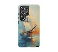 Andriez Sailing Ship at Sea Oil Painting - Matte Tough Case - Compatible with Galaxy S25 Ultra Blue