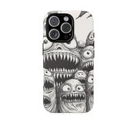 Andriez Slimy Monster Heads Line Art - Matte Tough Case - Compatible with iPhone 16 Pro Black