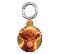 ANDRIU Compatible with Case Airtag Cover,Scratch-Resistant Cover with Loop Keychain Holder, Replacement Tracker Case for Wallet, Luggage, Dogs, and Pets(Sunflower Field Bull)