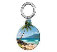 ANDRIU Compatible with Case Airtag Cover,Scratch-Resistant Cover with Loop Keychain Holder, Replacement Tracker Case for Wallet, Luggage, Dogs, and Pets(Tropical Beach Palm Tree)