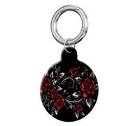ANDRIU Compatible with Case Airtag Cover,Scratch-Resistant Cover with Loop Keychain Holder, Replacement Tracker Case for Wallet, Luggage, Dogs, and Pets(Red Roses Black)