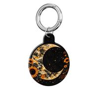 ANDRIU Compatible with Case Airtag Cover,Scratch-Resistant Cover with Loop Keychain Holder, Replacement Tracker Case for Wallet, Luggage, Dogs, and Pets(Moon Sunflower)