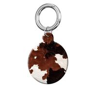 ANDRIU Compatible with Case Airtag Cover,Scratch-Resistant Cover with Loop Keychain Holder, Replacement Tracker Case for Wallet, Luggage, Dogs, and Pets(Brown White Black Cow Hide)