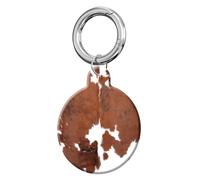 ANDRIU Compatible with Case Airtag Cover,Scratch-Resistant Cover with Loop Keychain Holder, Replacement Tracker Case for Wallet, Luggage, Dogs, and Pets(Brown White Cow Hide)