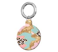 ANDRIU Compatible with Case Airtag Cover,Scratch-Resistant Cover with Loop Keychain Holder, Replacement Tracker Case for Wallet, Luggage, Dogs, and Pets(Pink Gold Leopard)