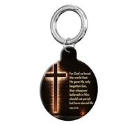 ANDRIU Compatible with Case Airtag Cover,Scratch-Resistant Cover with Loop Keychain Holder, Replacement Tracker Case for Wallet, Luggage, Dogs, and Pets(Cross Light Brick Wall Verse)
