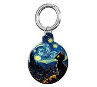 ANDRIU Compatible with Case Airtag Cover,Scratch-Resistant Cover with Loop Keychain Holder, Replacement Tracker Case for Wallet, Luggage, Dogs, and Pets(Starry Night Cat)