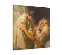 Androcles And The Lion by Briton Riviere - Victorian Era Fine Art Print Depicting Man And Lion Interaction for Wall Decor Canvas Wall Art Picture Prints Hanging Photo Gift Idea Decor Homes Artworks Fr