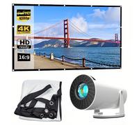 Android 11 F100 Smart Projector with Auto Keystone, 1024x600, 120LUX, 16:9 Folding Screen, Bluetooth/WiFi, HDMI, USB, 30W Lamp (50,000h)