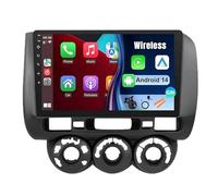 Android 14 Car Stereo 9 inch HD IPS Touch Screen Car Radio for Honda Jazz city 2002-2007 with Wireless Carplay Android Auto GPS Bluetooth WIFI SWC FM + AHD Backup Camera(B,U4(6+128))