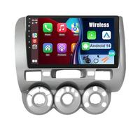 Android 14 Car Stereo 9 inch HD IPS Touch Screen Car Radio for Honda Jazz city 2002-2007 with Wireless Carplay Android Auto GPS Bluetooth WIFI SWC FM + AHD Backup Camera(A,U4(6+128))