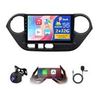 Android 14 Car Stereo for Hyundai i10 2013-2016 with 9 inch IPS Touchscreen Carplay Android Auto Car Radio Receiver Mirror Link GPS Navigation Bluetooth WiFi FM RDS HiFi AHD Rearview Camera Mic, 2+32G