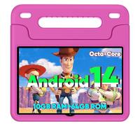 Android 14 Kids Tablet, 2025 Upgraded 10.1 Inch Tablets with Octa-core Processor, 6000mAh Battery, Kid Space, Parental Control,Pre-loaded Kids Apps, 2.4/5GHZ Dual WiFi, Protective Case Included - Red