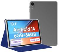 Android 14 Tablet, 10.1 inch Android Tablets 6GB RAM 64GB ROM 1TB Expand, 1280x800 IPS HD Touchscreen,6000mAh Battery, Bluetooth, Dual Camera, GMS, WiFi (Blue)