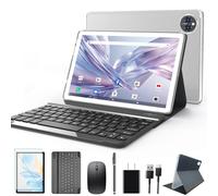 Android 14 Tablet 10 Inch, 4G Cellular Tablets, Octa-Core, 128GB Storage + 14(8+6)GB RAM/ 1TB Expandable, 5G WiFi, 8000mAh Battery, Bluetooth 5.0, 13MP+8MP Camera, Tableta with Keyboard/Case, Silver