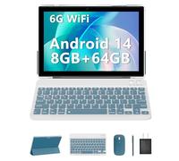 Android 14 Tablet, 10 Inch 8GB RAM+64GB ROM+1TB Expand, 1.8Ghz Quad-core Processor, 2 in 1 Tablets with Keyboard Mouse Case Stylus, 8MP Camera, 6000mAh Battery, 1280*800 HD Screen, 5G WiFi 6 Tablet PC