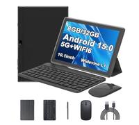 Android 14 Tablet, 10 Inch 8GB RAM+64GB ROM+1TB Expand, 1.8Ghz Quad-core Processor, 2 in 1 Tablets with Keyboard/Mouse/Case/Stylus, 8MP Camera, 6000mAh Battery, 1280 * 800 HD Screen, 5G WiFi 6 Tablet