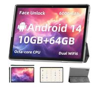 Android 14 Tablet,10 inch Tablets, Octa Core CPU, 10GB+64GB+512GB Expansion, 1280x800 HD IPS Touchcreen Display, Wi-Fi6, Dual Camera, 6000mAh Battery, Bluetooth5, 2 in 1 Tablet PC,Widevine L1 (Black)