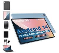 Android 14 Tablet with Keyboard,16GB RAM 128GB ROM 1TB Expand, 8000mAh Battery, 10.1 inch Tablet with 13MP+8MP Camera/Bluetooth/GPS/WiFi/HD Display (Light Blue)
