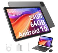 Android 15 Tablet 10.1 inch Tablet 2025 Latest Tablets with Keyboard Mouse 24GB+64GB 2TB Expand 6000mAh Octa-Core Processor Dual Camera WiFi 1280x800 IPS 18W Fast Charging (Black)