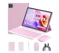 Android 15 Tablet 10 Inch, 12(3+9) GB RAM+64GB ROM, 2 in 1 Tablets with Keyboard Case Mouse Stylus, 1.8GHz Five-core Processor, 1280 * 800 IPS HD Screen, 5G WiFi6 BT 5.3, 8MP Camera Tableta PC (Pink)
