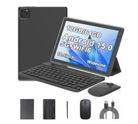 Android 15 Tablet 10 Inch, 12GB RAM+64GB ROM, 2 in 1 Tablets with Keyboard Case Mouse Stylus, 1.8GHz Quad-core Processor, 1280 * 800 IPS HD Screen, 5G WiFi6 BT 5.0, 8MP Camera Tableta PC