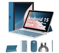 10 inch Android 13 tablet, 2024 latest 12GB RAM + 128GB ROM/1TB expandable tablets, 2-in-1 tablets with keyboard, HD quad-core CPU display 2.0GHz