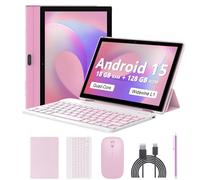 Android 13 Tablet 10 inch 12GB RAM+128GB ROM/1TB Expandable Tablet, 2024 Newest 2 in 1 Tablets with Keyboard Case, Mouse Capacitive Pen, 2.0 Quad Core CPU