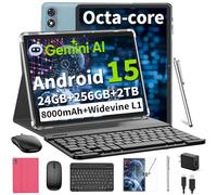 Android 15 Tablet 10 Inch, 2026 Tablet with Keyboard, 24GB+256GB+2TB Expand, Tablets PC with Gemini AI, Octa-Core, 8000mAh, 5G WiFi, Widevine L1, GMS, 2 in 1 Tablets with Case, Mouse, Stylus (Pink)