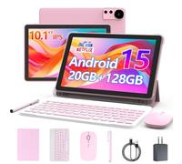 Android 13 Tablet 10 inch 12GB RAM+128GB ROM/1TB Expandable Tablet, 2024 Newest 2 in 1 Tablets with Keyboard Case, Mouse Capacitive Pen, 2.0 Quad Core CPU