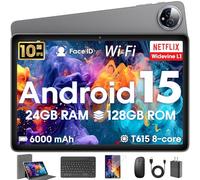 Android 15 Tablet 10 inch 24GB RAM 128 ROM Tablets with Keyboard Case, Mouse Stylus, 1TB Expandable, Octa-Core 6000mAh 1280x800 IPS HD, 5G WiFi, T615 CPU, High