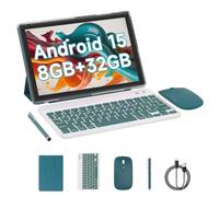 Android 15 Tablet, 10 Inch 8GB RAM+32GB ROM+1TB Expand, 1.8Ghz Quad-core Processor, 2 in 1 Tablets with Keyboard Mouse Case Stylus, 8MP Camera, 6000mAh Battery, 1280*800 HD Screen, 5G WiFi 6 Tablet PC