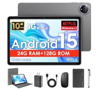 Android 15 Tablet,10 inch Tablets, Octa Core CPU, 10GB RAM+128GB ROM+1TB Expand, 1280x800 HD IPS Touchcreen Display, 5G+2.4G Wi-Fi, Dual Camera, 6000mAh Battery, BT 5.0, Google Tablets 2025, Gray