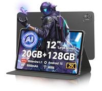Android 15 Tablet 12 inch, AI Tablet with 2000 × 1200 Display, Octa-Core Up to 2.0GHZ, Tablets Computer with 20GB RAM & 128GB RAM 2TB Expand, 8000 mAh & 20 PD Charger, WiFi 6, BT5.0, Support GPS
