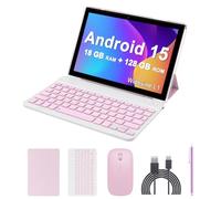 Android 15 Tablet, 2 in 1 Tablet, 10 Inch with Keyboard, 18GB RAM, 128GB ROM 2TB Expand, Quad-Core CPU 2.0GHz, 5G WiFi 6, BT5.0, HD 1280 x 800 Touchscreen, 6000mAh, Widevine L1