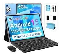 Android 15 Tablet 30GB RAM 128GB ROM 1TB TF, 2025 Electronics Tablets 10.1 Inch 8000mAh with Keyboard Mouse, 2.0GHz, 5G WiFi, BT 5.0, GMS Certified, Incell Display, Gemini AI - Metal Blue