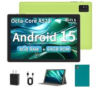 Android 15 Tablet for Adults, 10 inch Tablet - GMS Certified Google Tablet Computer with Octa-Core Processor, 8GB RAM 64GB ROM, 1TB Expand, Wi-Fi 6 (2.4G&5G), Dual Camera, 5000mAh Battery - Green