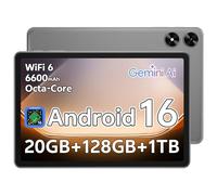 Android 16 Tablet, 10.1 inch Tablets with Octa-Core Processor, 20GB RAM 128GB ROM 1 TB Expandable, 1280x800 HD IPS Touch Screen, GPS, 8H Battery, WiFi 6, BT 5.2, Dual Camera (Gray)