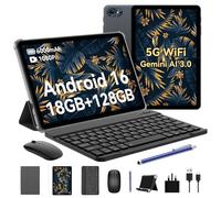Android 16 Tablet, 2026 Tablet with Keyboard and Pen, Gemini AI 3.0,10 Inch Android Tablets 18GB+128GB/2TB, 6000mAh, FHD, 5G WiFi, Bluetooth 5.0, GPS, OTG, Office, Gaming, 4 Years Warranty