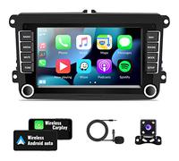 Android Car Stereo for VW Volkswagen Seat Golf Passat Jetta Beetle Tiguan Touran EOS 7” Double Din Touchscreen Bluetooth Radio with Apple CarPlay Android Auto GPS Navigation WiFi FM Backup Camera MIC