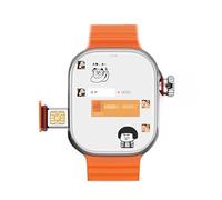 Android Smartwatch S9 Ultra 4G Network SIM Card 2.2 inch Amoled 180° Rotary Camera GPS WIFI Global Call Smart Watch Men Ultra 5G (Silver Orange,2GB 16GB)