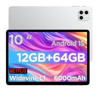 Android Tablet, 10.1 inch Android 15 Tablet with Octa-core Processor RAM 12GB ROM 64GB(Up to 2 TB), 800x1280 Resolution, WiFi 6 & Bluetooth, Dual Speakers, 5MP+8MP, 6000mAh, ABCmouse for 30-Days Trial
