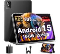 MENTUME Android Tablet 10 inch Android 15 Tablets, 12GB RAM+128GB ROM+1TB Expand, Octa-Core 2.0GHz, 1280 * 800 IPS HD Display, 6000mAh, 5MP+8MP Camera, 5G+2.4G Wi-Fi/Bluetooth 5.4, Black