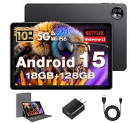 MENTUME Android Tablet 10 inch Android 15 Tablets, 12GB RAM+128GB ROM+1TB Expand, Octa-Core 2.0GHz, 1280 * 800 IPS HD Display, 6000mAh, 5MP+8MP Camera, 5G+2.4G Wi-Fi/Bluetooth 5.4, Black
