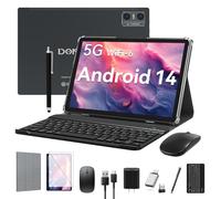 Android Tablet 2025 Latest Tablets, 10 inch Tablet (4+4)GB RAM 64GB ROM 1TB Expand, 2 in 1 Tablets with Keyboard, Case, Stylus, Octa-Core Tableta PC, WiFi 6, Bluetooth, Dual Camera,7000mAh Battery